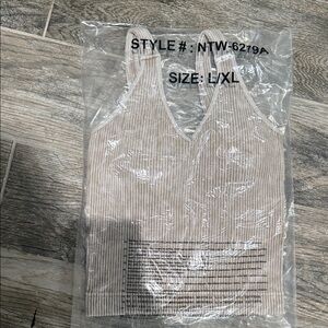 Zenana Outfitters Cream Striped Tank Top with padding